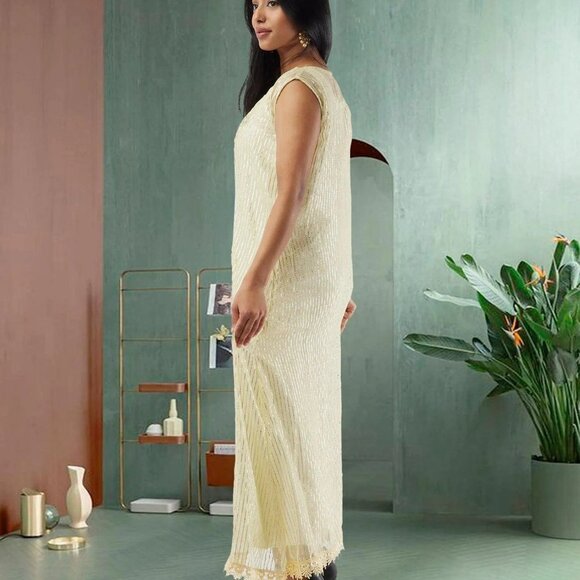 Lemon Yellow Two-Piece Layered Dress | Muvvas Boutique - Picture 4 of 5